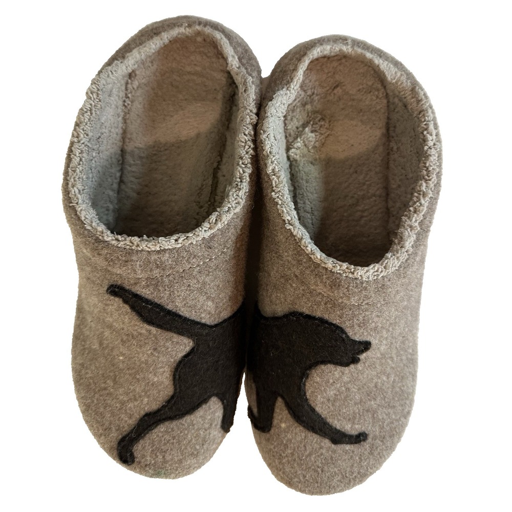 L.L. Bean Slippers Womens Daybreak Scuffs Taupe Chocolate Dog Size 10